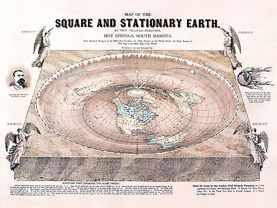 Flat Earth Map - Square and Stationary Earth Orlando Ferguson- Poster 24 x 18