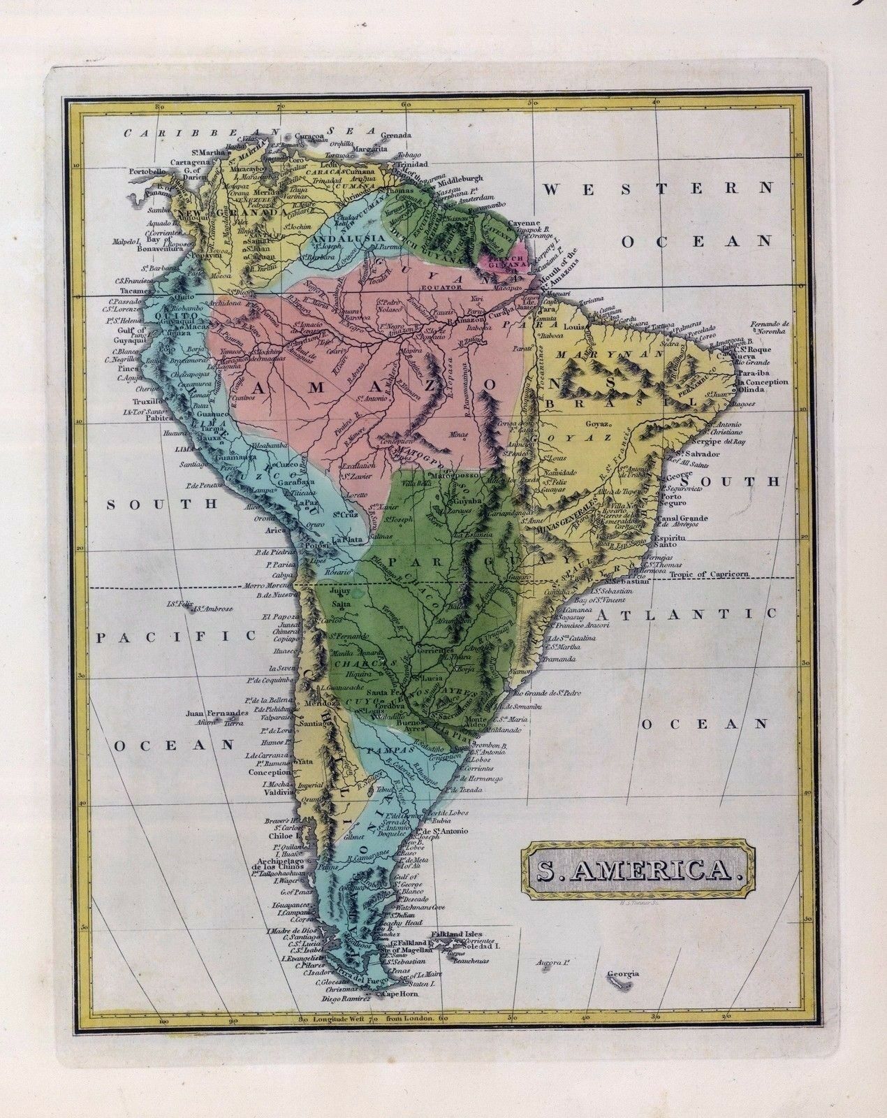 1816 Lucas Atlas Map Poster Genealogy Family History South America 7
