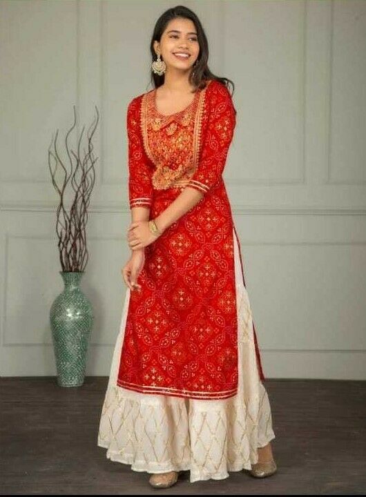 Indian Ethnic Designer Palazzo Kurta Red Set Salwar Kameez New Party Dress
