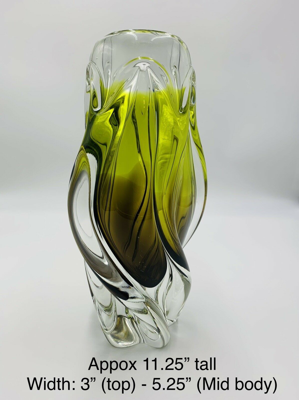 Egermann Czech Republic Bohemian Art Glass Green Crystal Vase