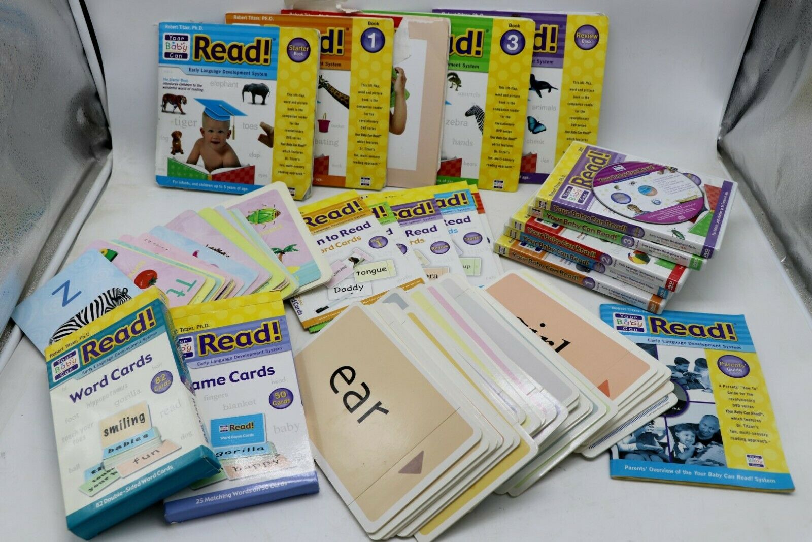 Your Baby Can Read Deluxe Lot My Child Can Read 5 DVD Set Sliding Word Cards
