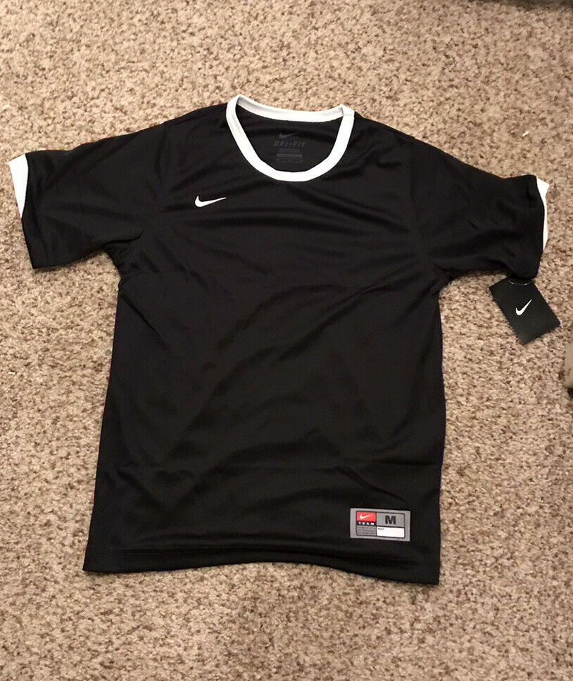 Nike Boy’s Black Dri-fit Tiempo Soccer Jersey Sz.boy’s Medium New 269753-012