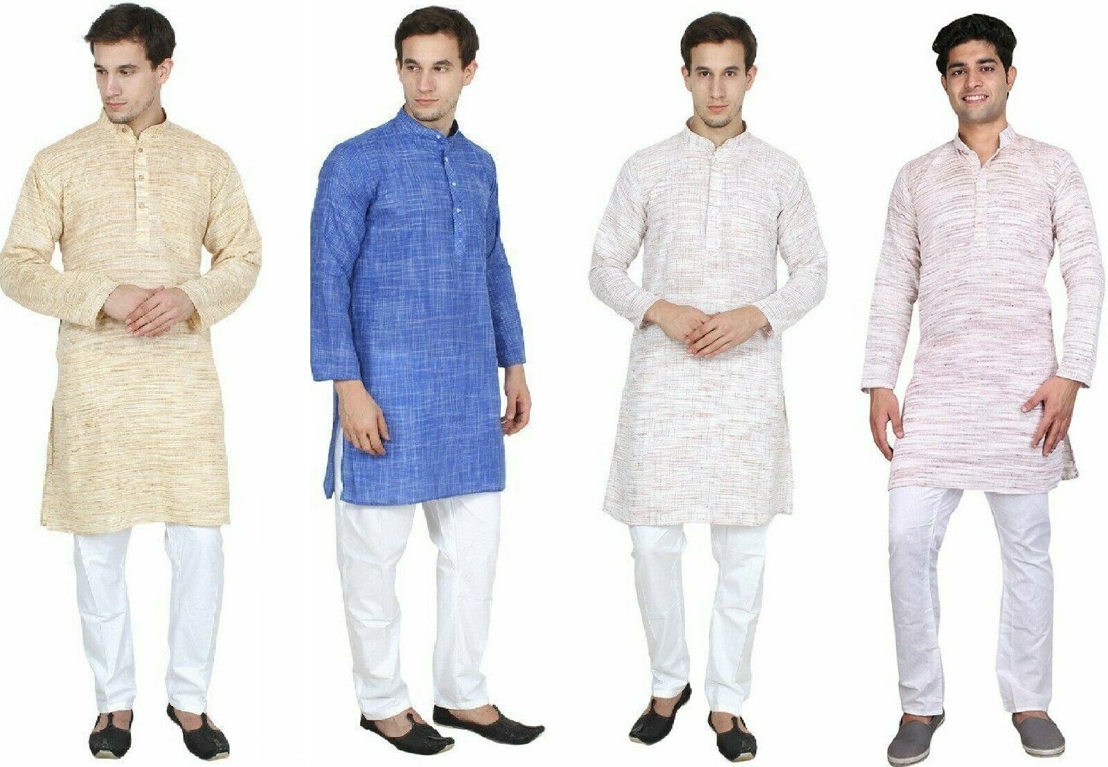 Men-Solid-Color-100 % Khadi Cotton Material-Kurta-Pyjama-Set-Size-S-7XL
