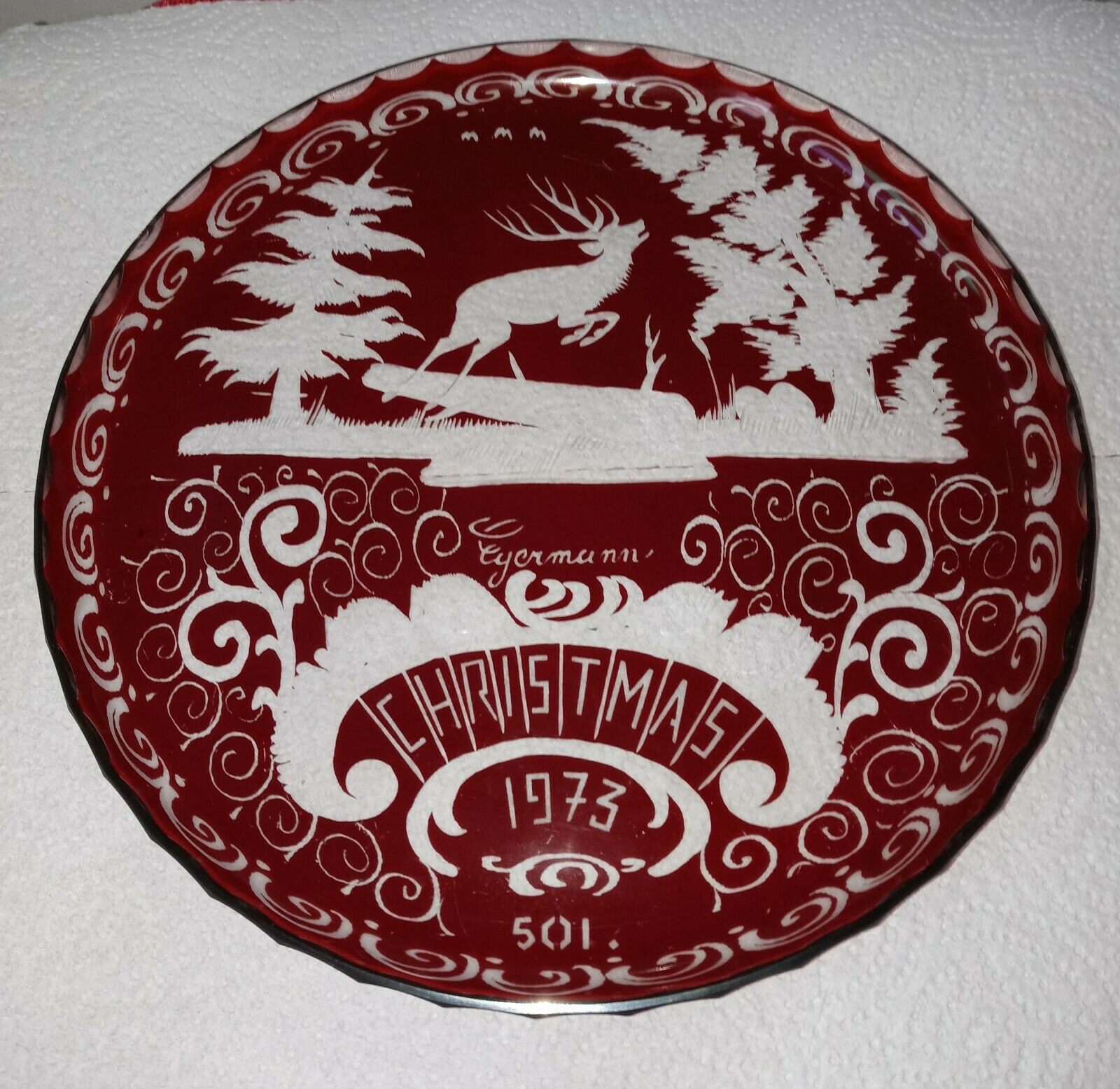 Egermann Christmas Ruby Cut Plate