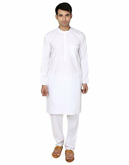 White Cotton Kurta Pajama For Men Yoga Indian Clothing