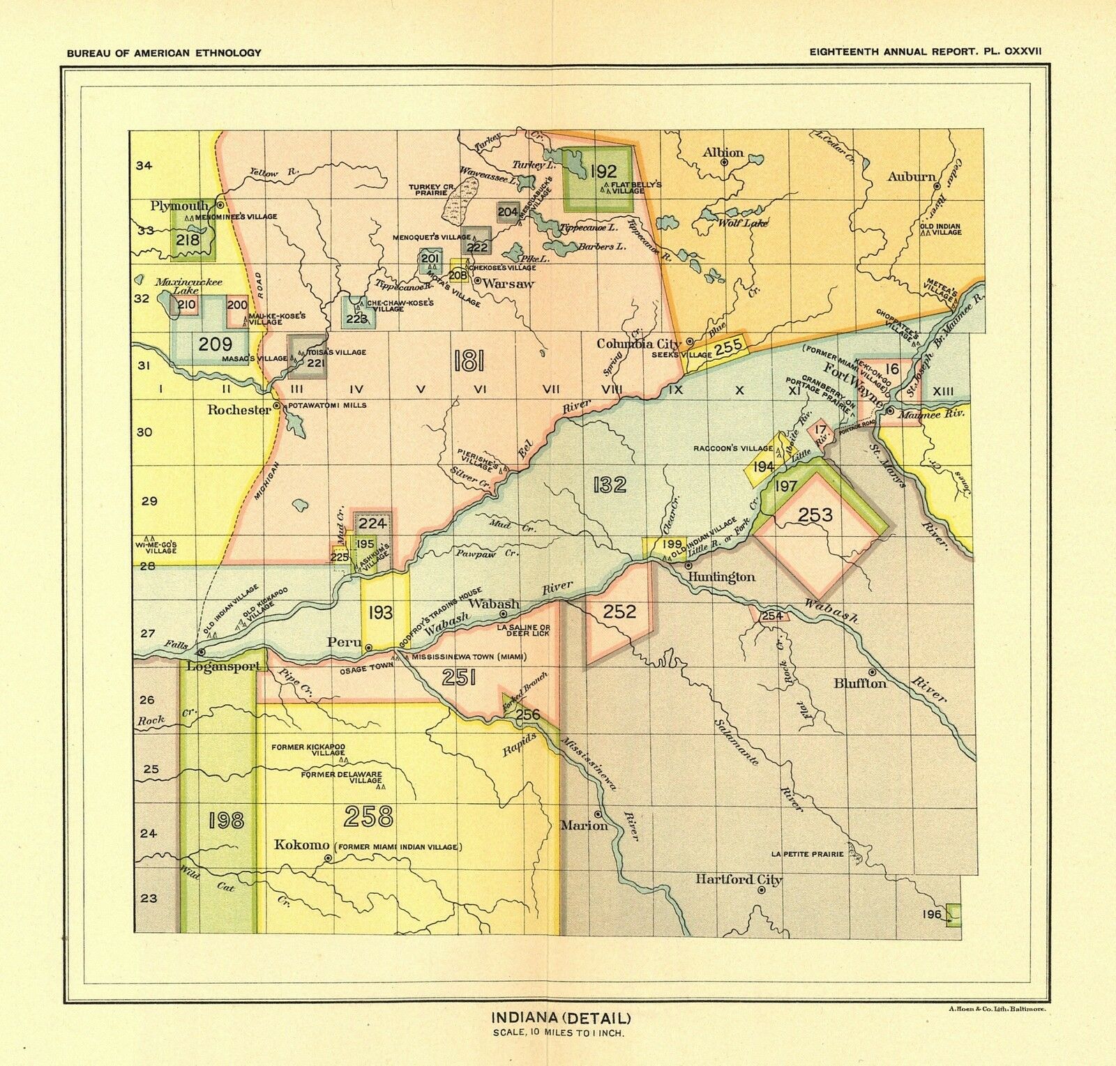1896 Map Indiana (detail) United States Indian Land Cessions Poster 20
