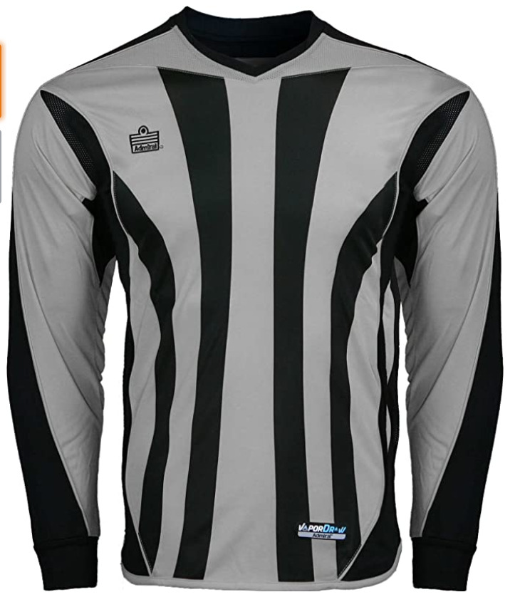 Admiral Bayern Goalkeeper Jersey Youth Soccer Padded Elbows, Silver / Black Ys