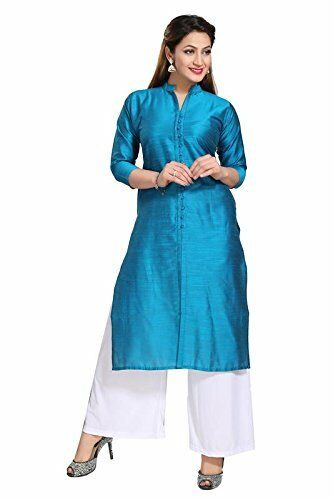 Women-Full-Sleeved-Silk-Kurta-Shirt-Indian-Ethnic-Kurti Silk Formal Size S-7XL