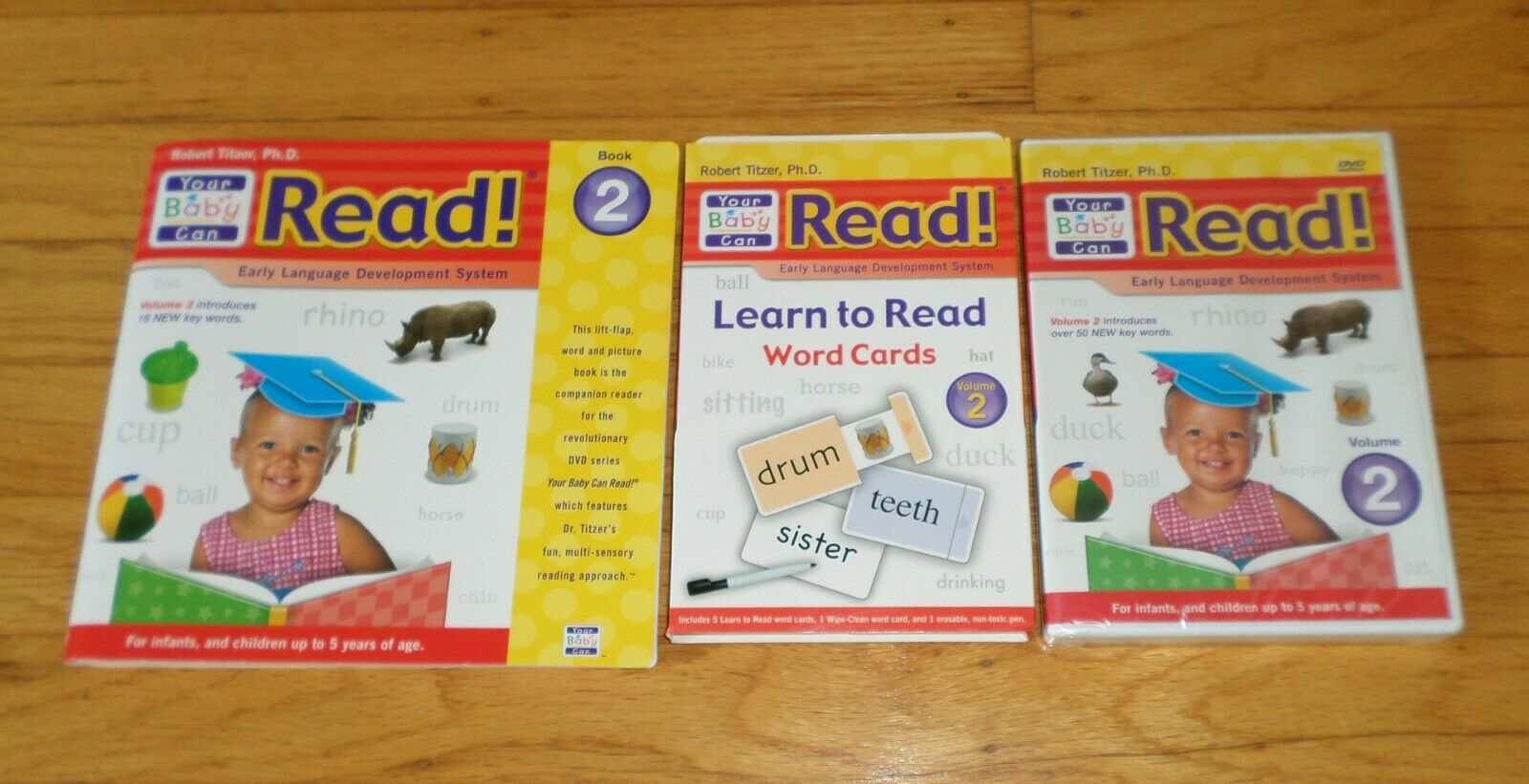 Your Baby Can Read by Robert Titzer Ph.D Volume 2 Book & Word Cards + DVD