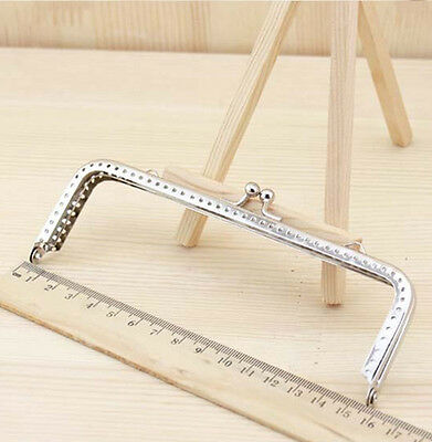 Silver Square Metal Frame Kiss Clasp For Handle Bag Purse 6.5cm-18cm